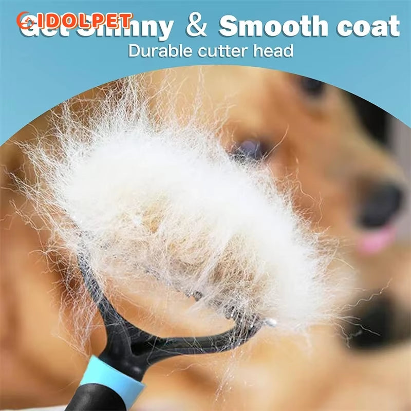 Double-sided pet deshedding brush