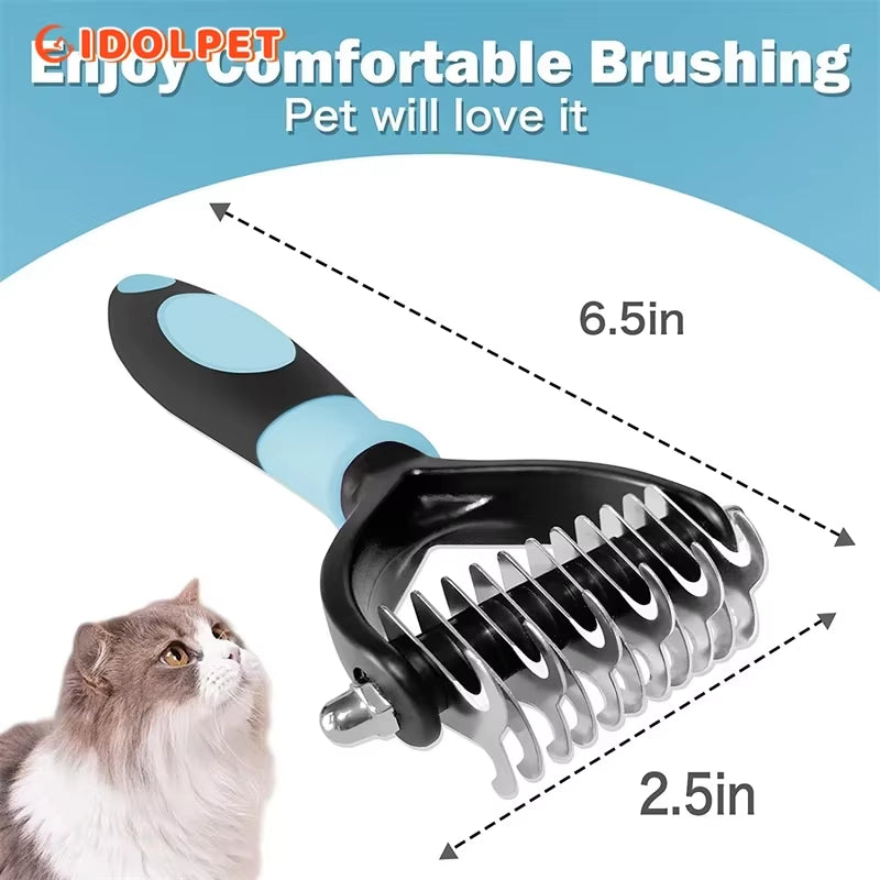 Double-sided pet deshedding brush