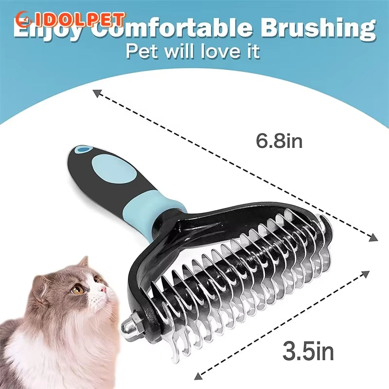 Double-sided pet deshedding brush