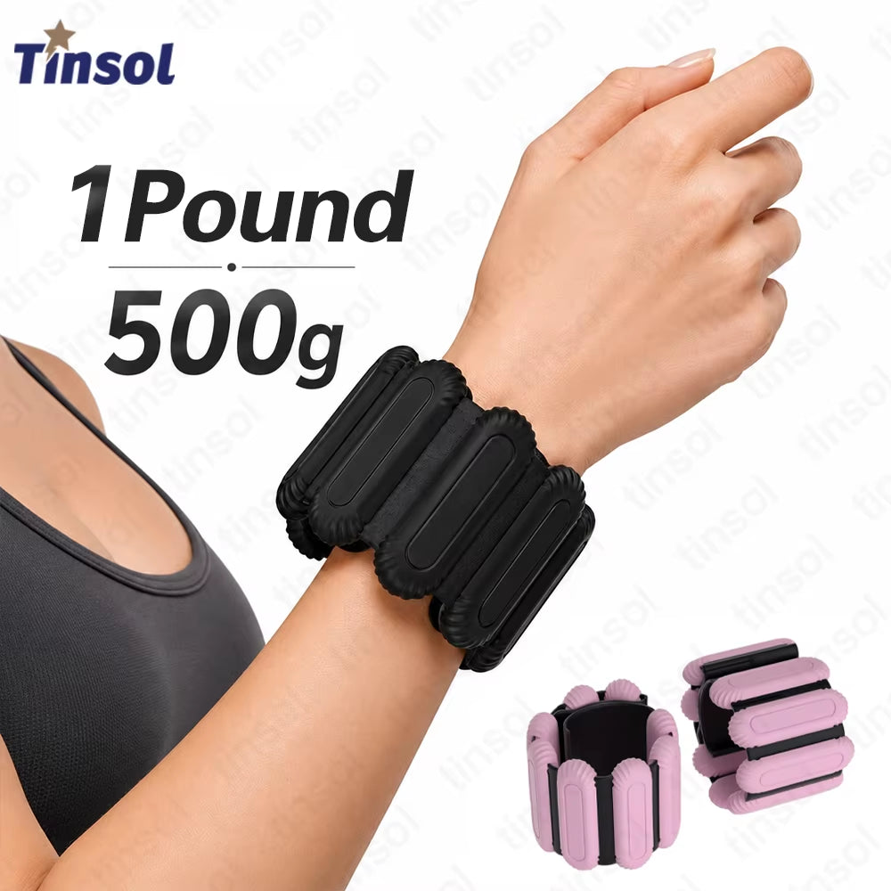 TINSOL Adjustable Silicone Wrist Ankle Weights 500G / 1Lb for Men Women Swimming Fitness Pilates Yoga Running Walking Travel Gym