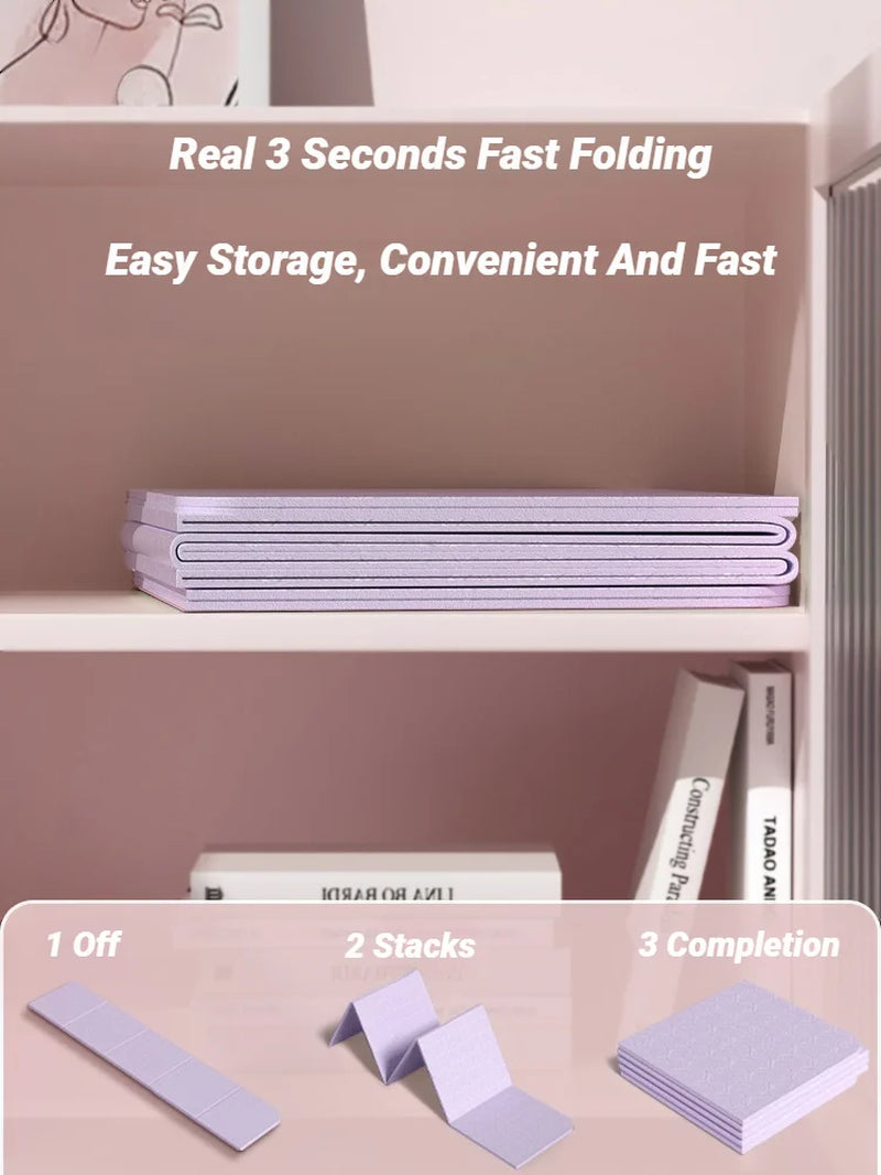 Foldable Yoga Mat Mute Eco Friendly Folding Travel Fitness Exercise Double Sided Non-Slip for Pilates & Floor Workouts Dance