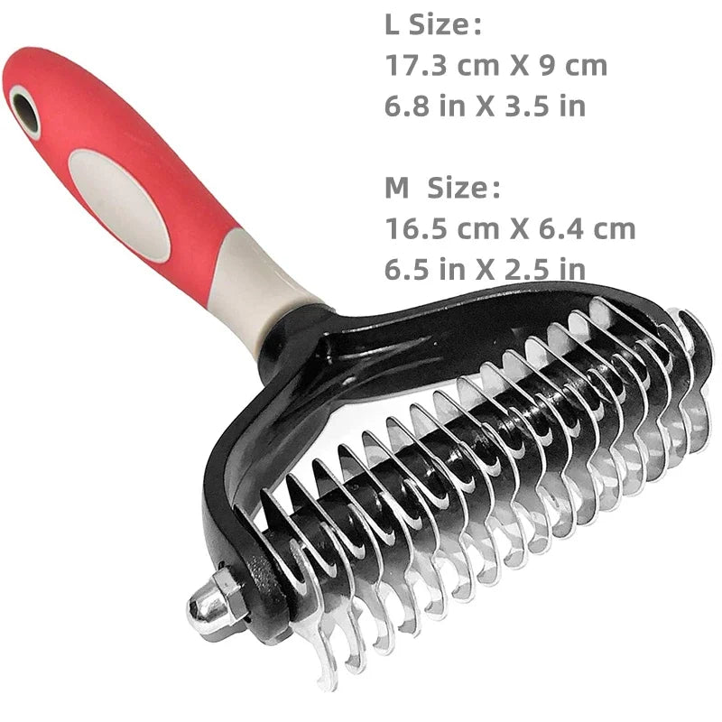 Double-sided pet deshedding brush