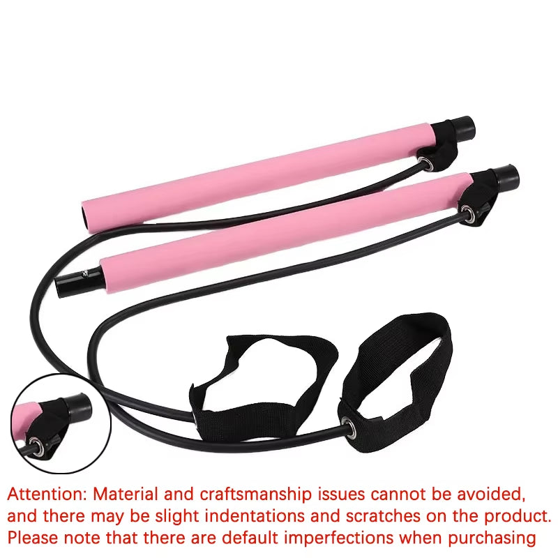 Multifunctional Pilates Bar with Yoga Chest Expansion Tension Rope Elastic Stretching Belt Fitness Back Trainer for Home Gym