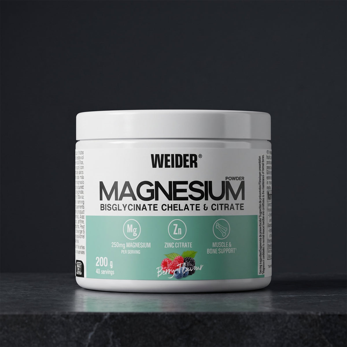 Weider Magnesium Powder, on dark stone