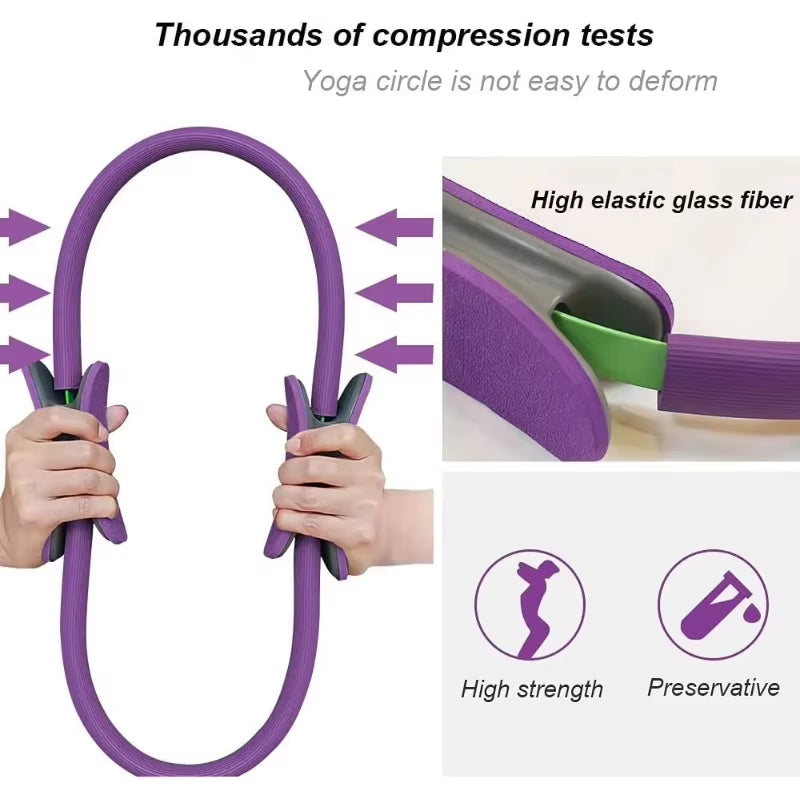 Yoga Pilates Ring Durable Non-Slip Exercise Circle Magic Exercise Circle with Dual Grip for Thigh Pelvic Floor Muscle Training
