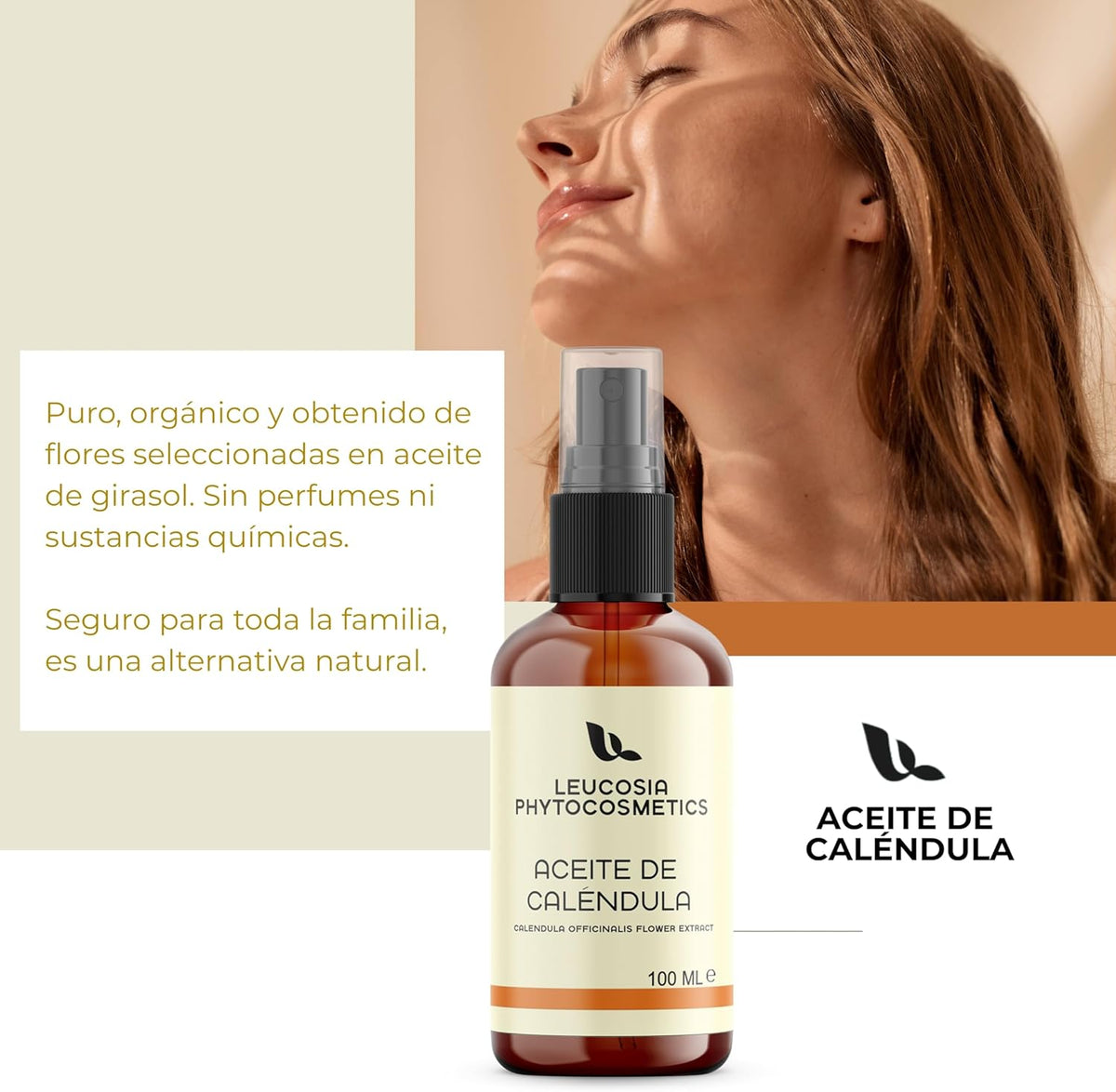 Aceite De Calendula 100Ml Puro Natural 100%, Nutritivo Y Calmante Para Piel Sensible Y Delicada, Ideal Bebé Y Adultos, Hidratante Corporal Masage Oil