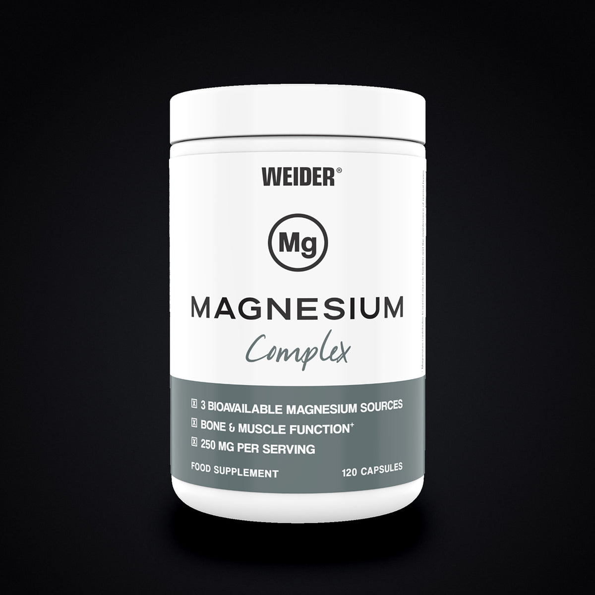 Weider Magnesium Complex, 120 capsules - three bioavailable magnesium sources, 250 mg per serving