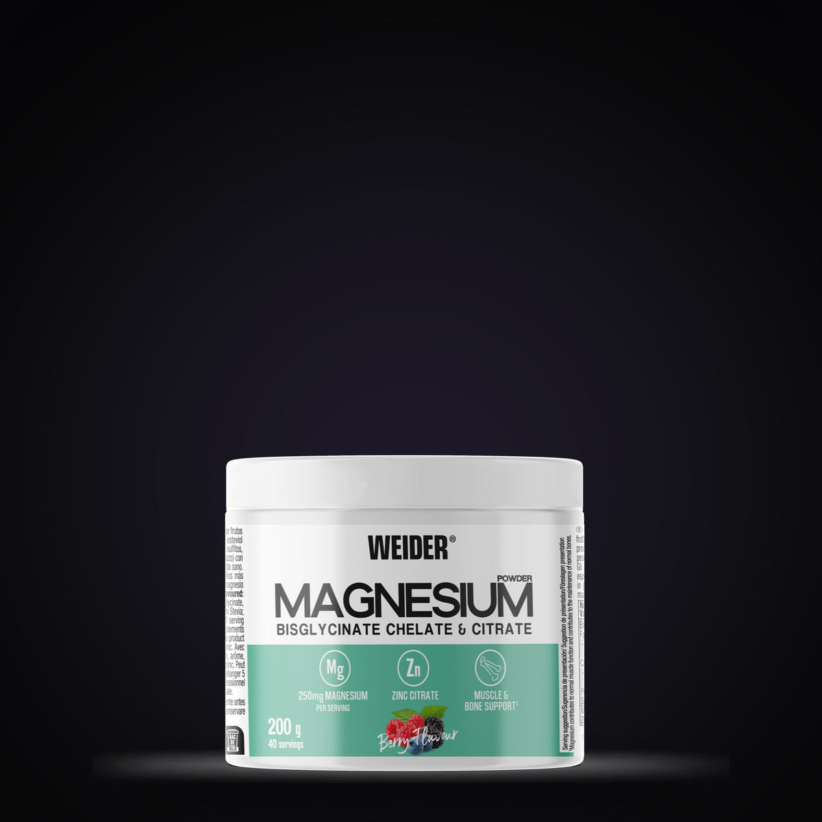 Weider Magnesium Powder, 200 g tub of magnesium bisglycinate and citrate